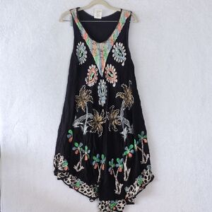 ASHA‎ Women's Beach Sleeveless Asymmetrical Vacation Midi Dress Free Size